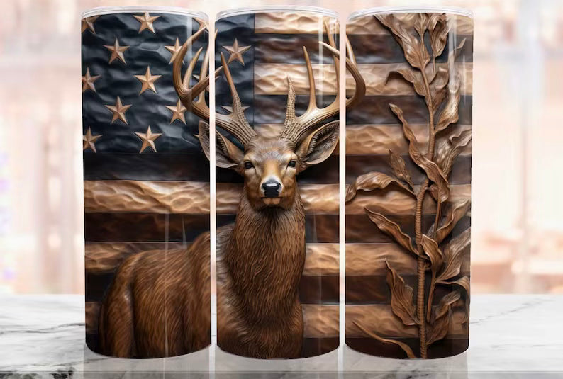 Deer & flag 20oz tumbler