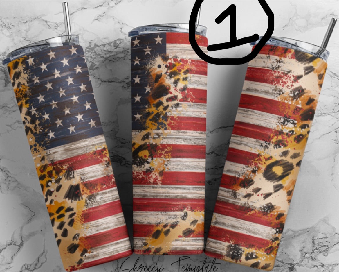 American flag cheetah 20oz tumbler