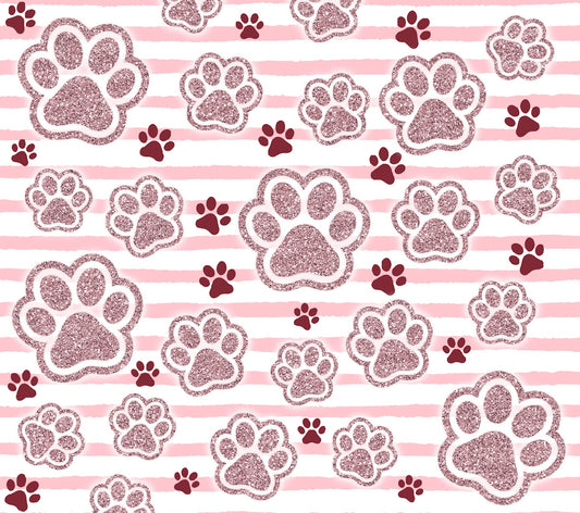 Pink paw print tumbler