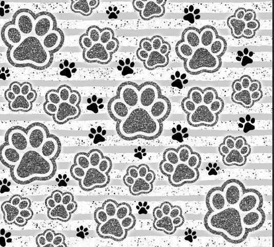 Black/White paw print tumbler