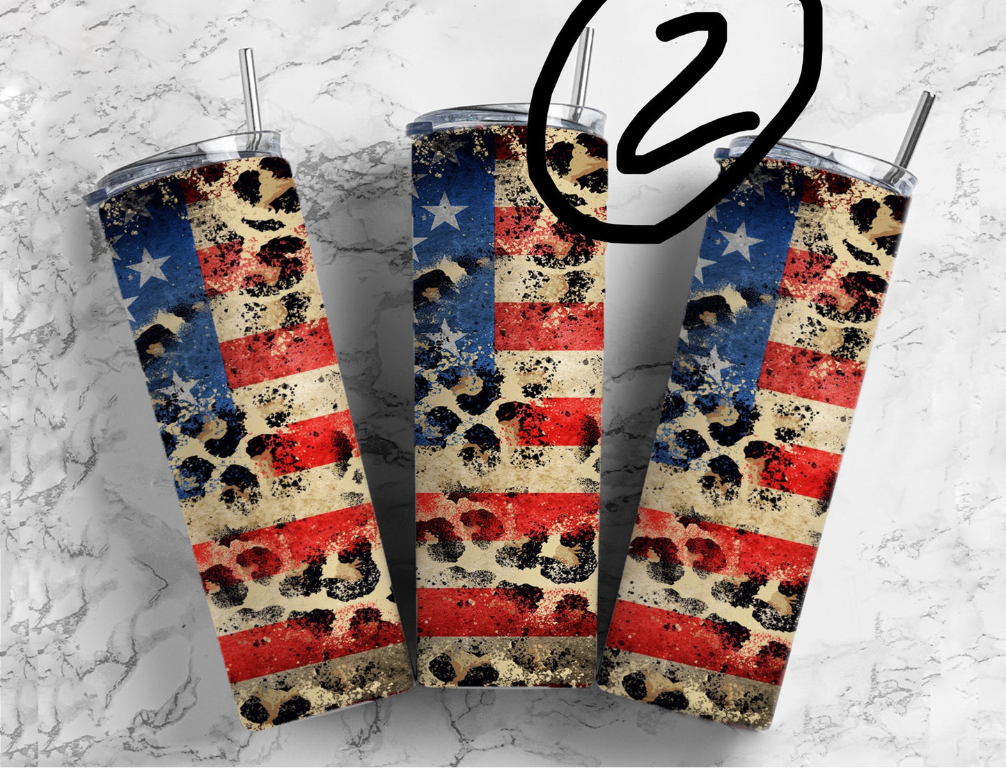 American flag cheetah 20oz tumbler